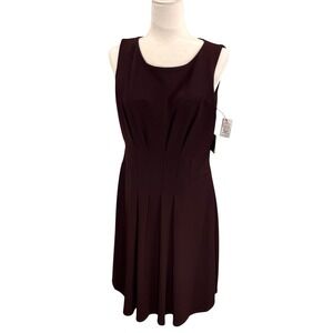 Taylor Womens Burgundy Pleated Fit and Flare Sleeveless Dress 9230M Size 12 NWT